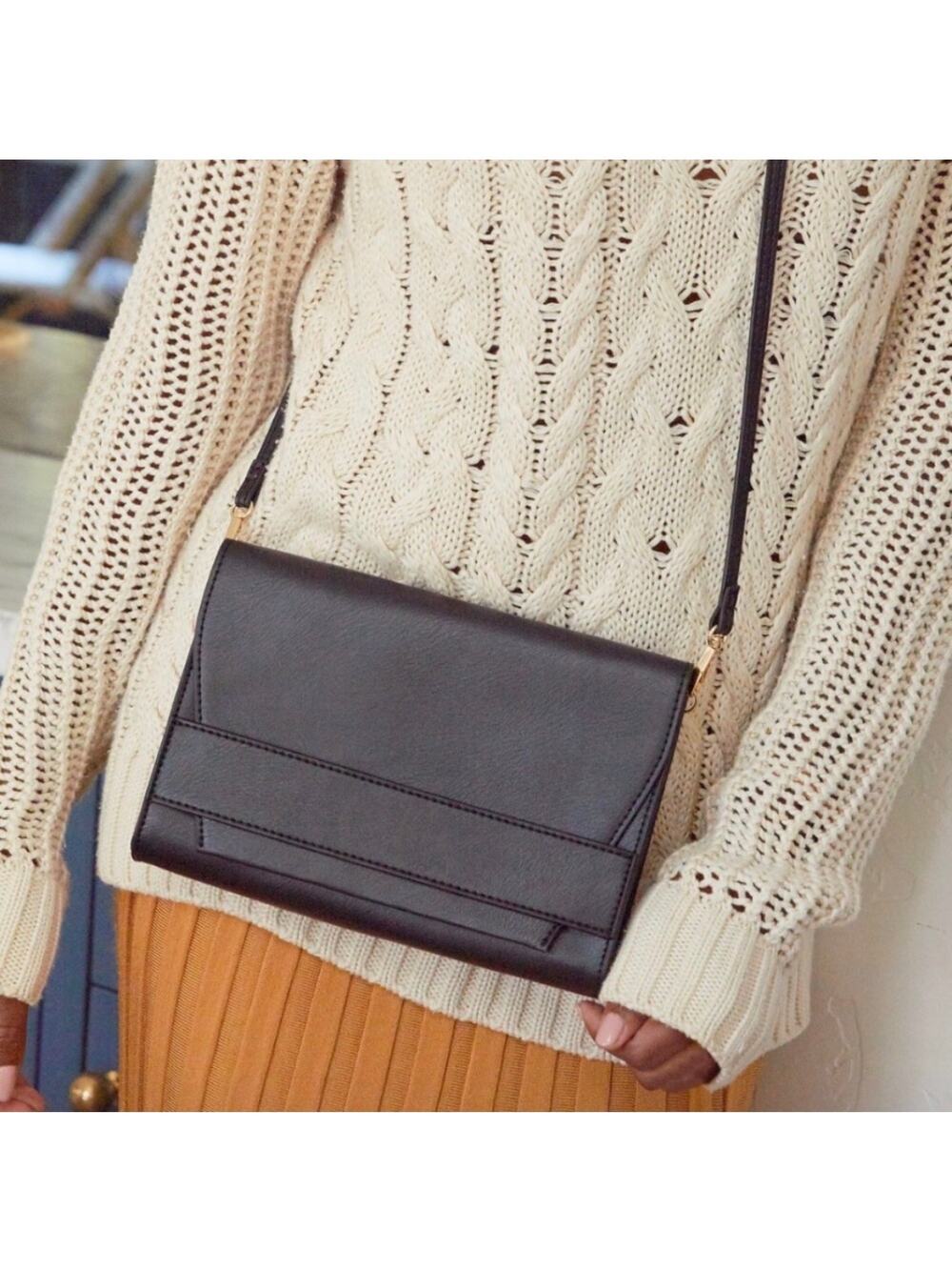 Summer & Rose Celine Black Leather Crossbody Bag Purse Vegan Leather